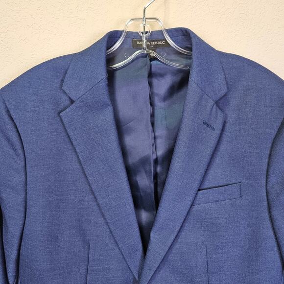 Banana Republic Mens Sharkskin Blazer Slim Fit Jacket 40R Navy Blue Stretch NEW - Picture 12 of 14